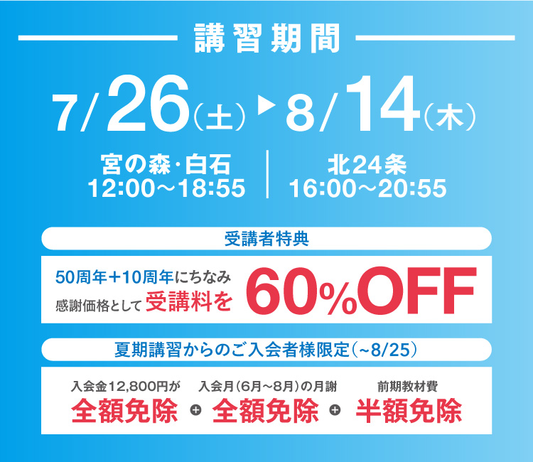 クラ・ゼミ夏期講習キャンペーン詳細